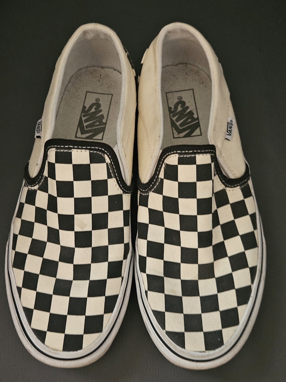 Vans Kids Classic Slip-On Checkerboard Skate Shoes - Black & White